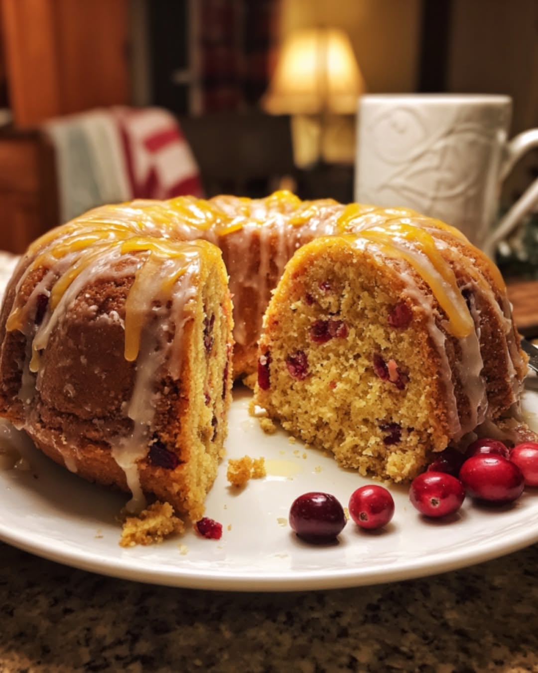 Apple Cranberry Bundt Cake With Orange Glaze