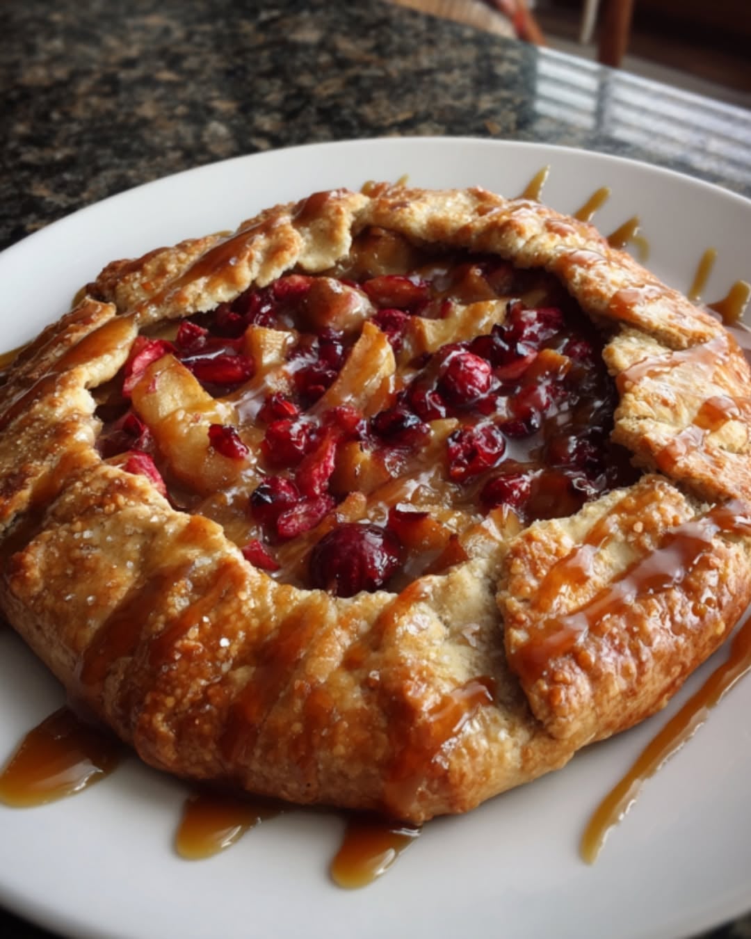 Apple Cranberry Galette With Brown Sugar Glaze