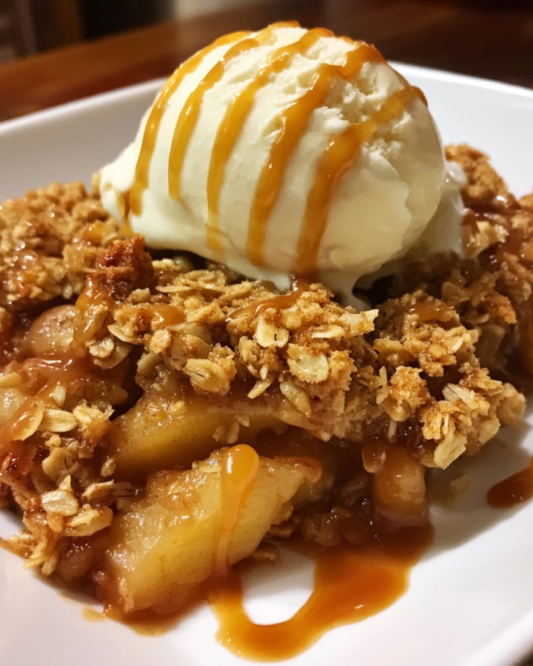 Caramel Apple Crisp With Cinnamon Oat Topping