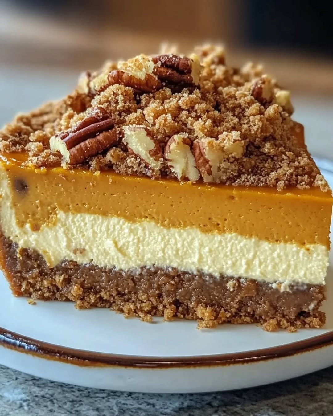 Pumpkin Pecan Streusel Cheesecake