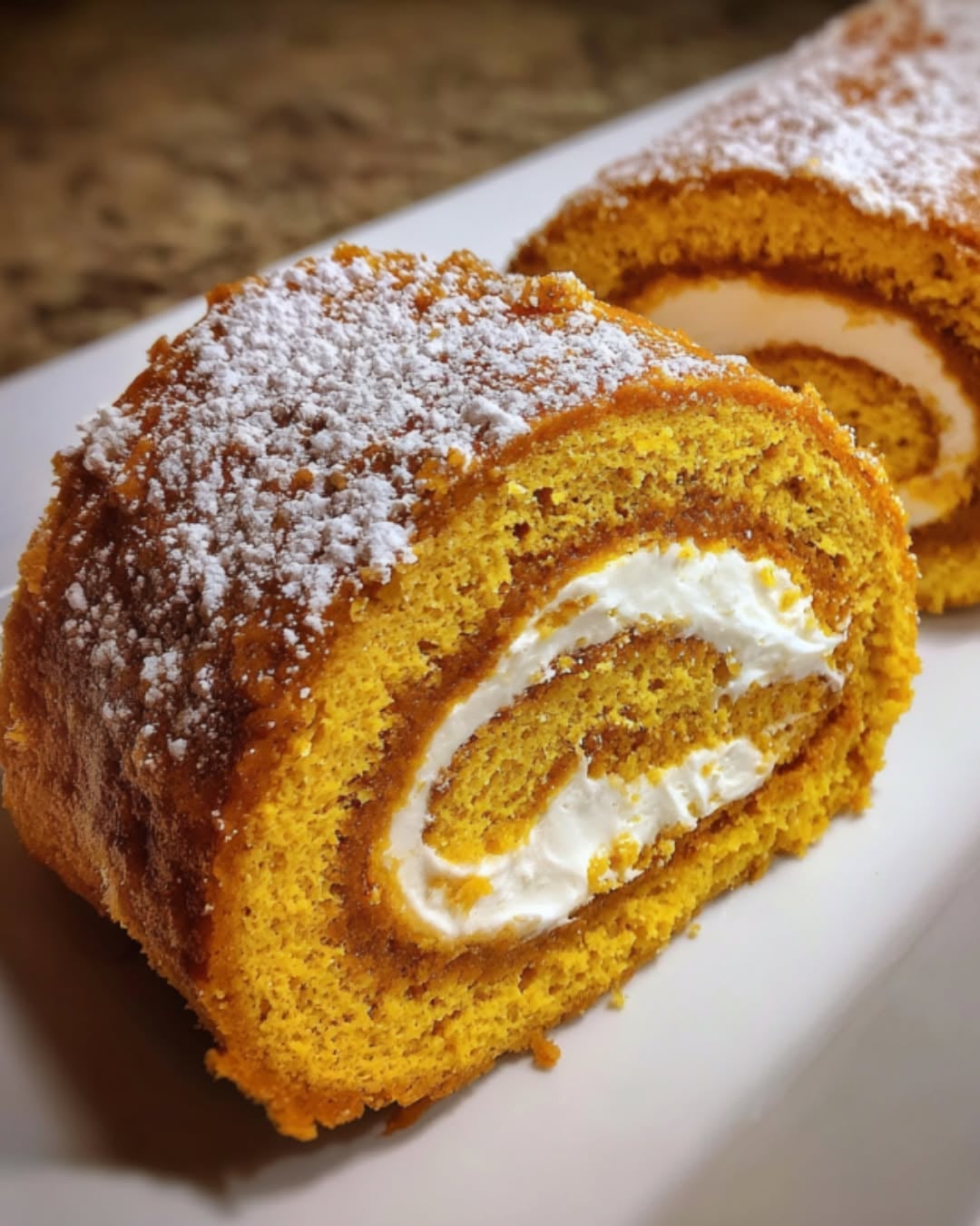 Pumpkin Roll Cake With Cream Cheese Filling