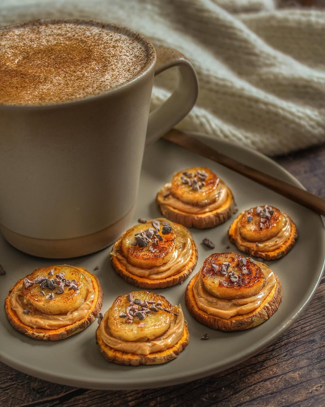 Sweet Potato Toast With Caramelized Banana And Peanut Butter